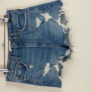 Abercrombie & Fitch Light Blue Ripped Jean Shorts